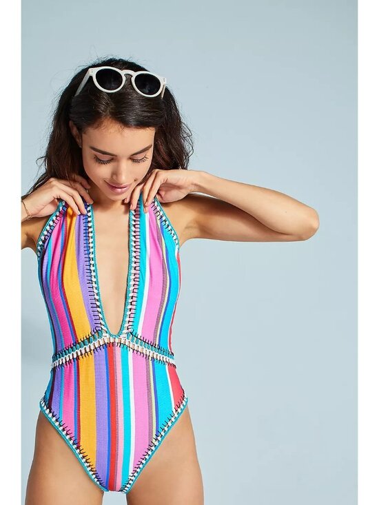 Nanette Lepore Other - Nanette Lepore Sayulita Serape Embroidered One-Piece Swimsuit Womens M (PP571)